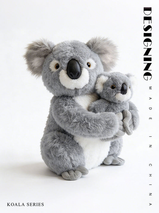 Carry & Hold Koala Plush Toy – Blue Grey Mother and Baby Koala Stuffed Animal (27cm) | Cute Koala Family Gift