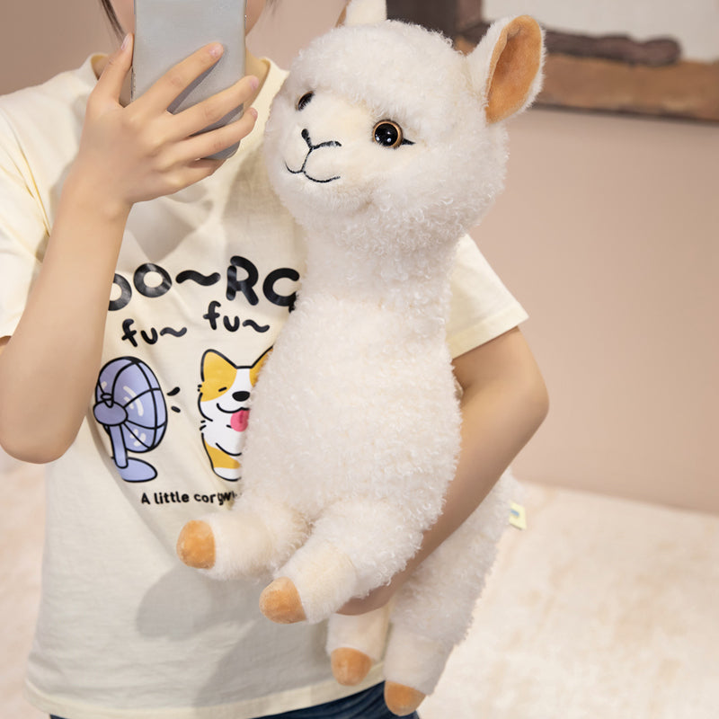 Standing Alpaca Plush Toy Set – Soft Stuffed Alpaca in 3 Sizes (30cm / 40cm / 55cm, White / Grey / Coffee) | Cute Animal Plush Gift