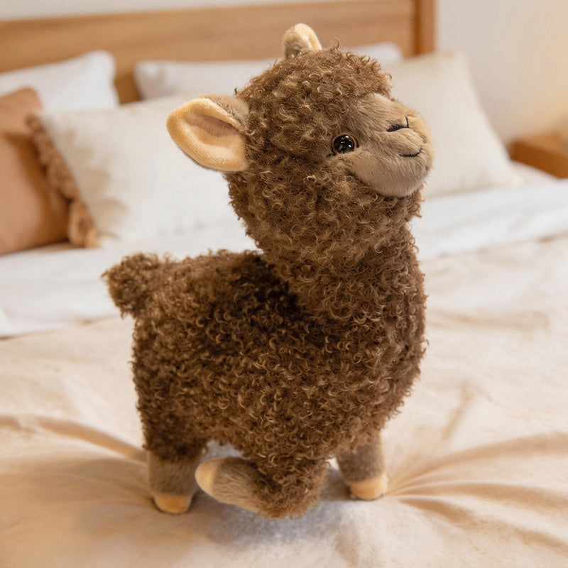Standing Alpaca Plush Toy Set – Soft Stuffed Alpaca in 3 Sizes (30cm / 40cm / 55cm, White / Grey / Coffee) | Cute Animal Plush Gift