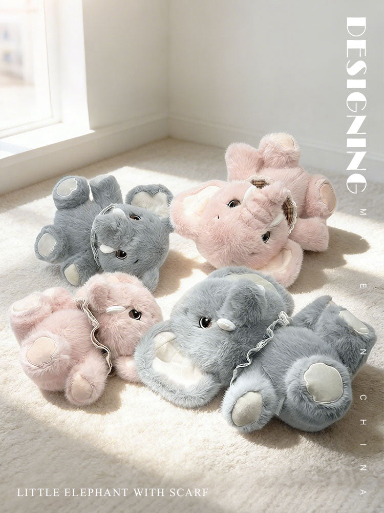 Huggy Elephant Family Plush Toy – Soft Stuffed Elephant in Pink & Blue Grey (24cm / 30cm) | Cute Animal Gift & Cozy Companion