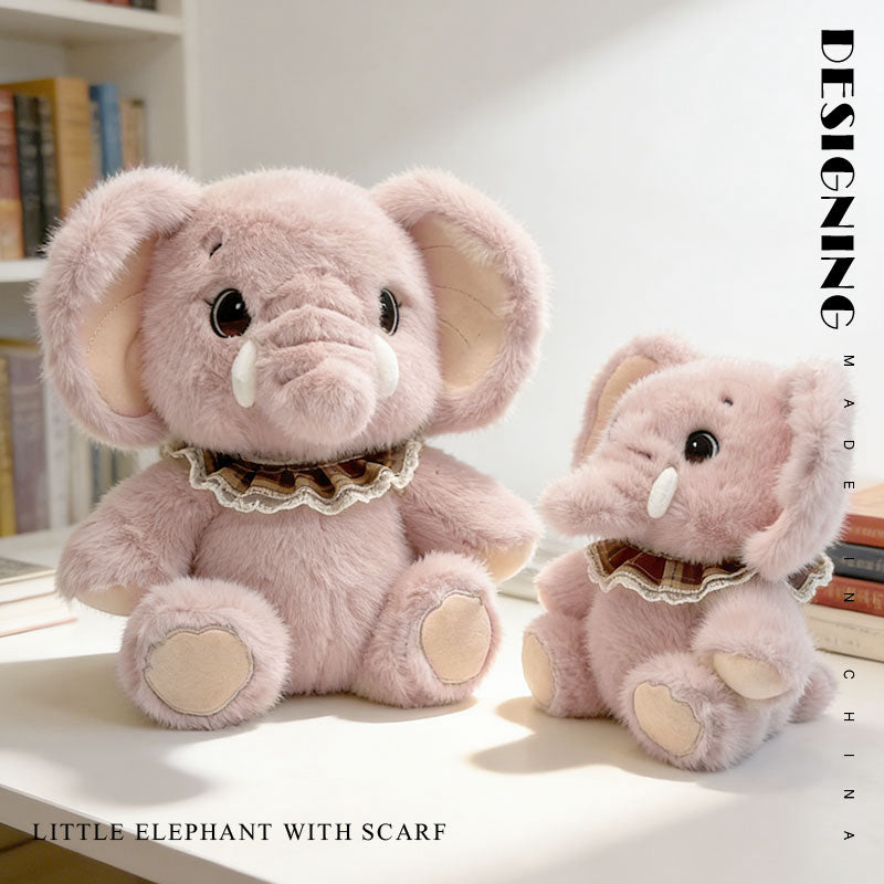 Huggy Elephant Family Plush Toy – Soft Stuffed Elephant in Pink & Blue Grey (24cm / 30cm) | Cute Animal Gift & Cozy Companion