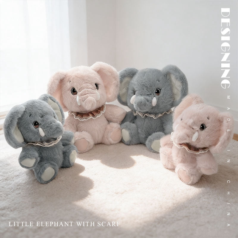 Huggy Elephant Family Plush Toy – Soft Stuffed Elephant in Pink & Blue Grey (24cm / 30cm) | Cute Animal Gift & Cozy Companion