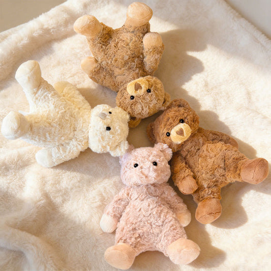 HUG COLOR BEAR Sitting Teddy Bear Plush Toy – 4 Colors Soft Stuffed Bear (25cm, Light Brown / White / Dusty Pink / Dark Brown) | Cute Gift Doll