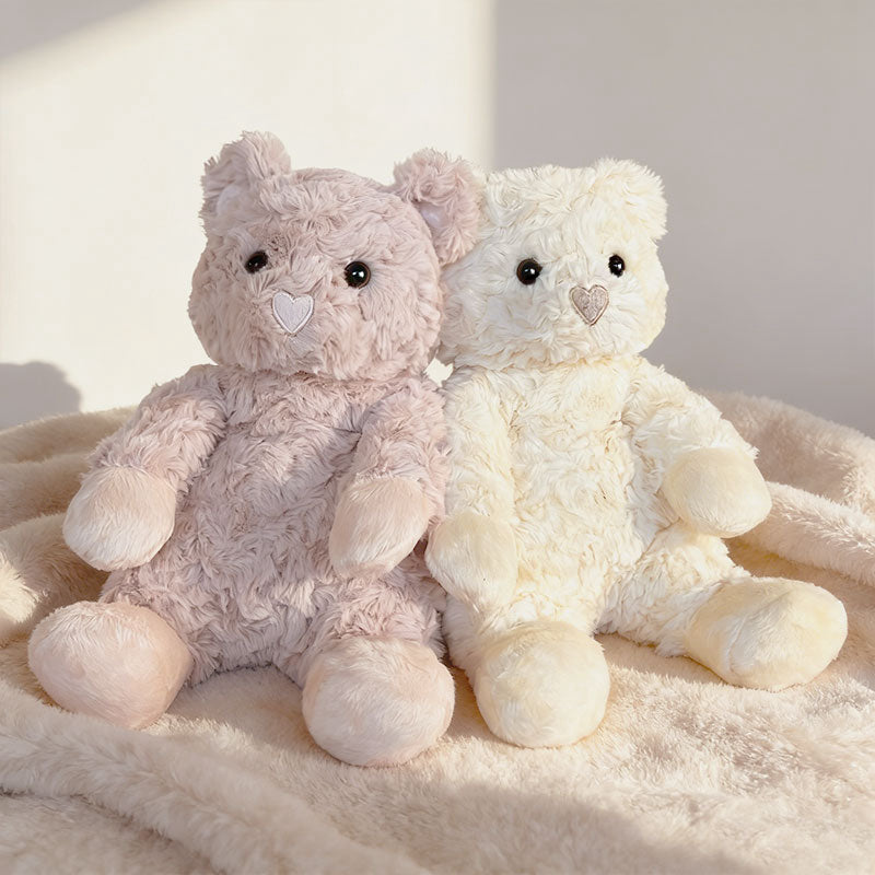 HUG COLOR BEAR Sitting Teddy Bear Plush Toy – 4 Colors Soft Stuffed Bear (25cm, Light Brown / White / Dusty Pink / Dark Brown) | Cute Gift Doll