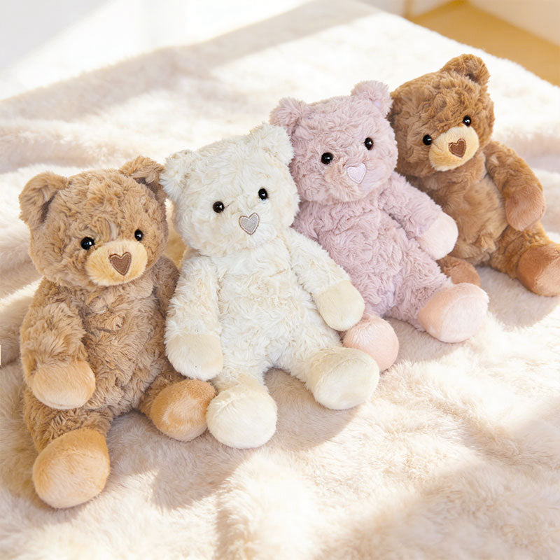 HUG COLOR BEAR Sitting Teddy Bear Plush Toy – 4 Colors Soft Stuffed Bear (25cm, Light Brown / White / Dusty Pink / Dark Brown) | Cute Gift Doll