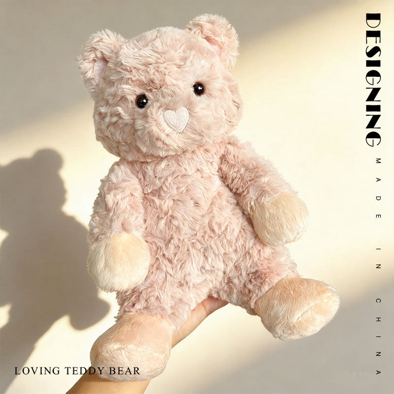 HUG COLOR BEAR Sitting Teddy Bear Plush Toy – 4 Colors Soft Stuffed Bear (25cm, Light Brown / White / Dusty Pink / Dark Brown) | Cute Gift Doll