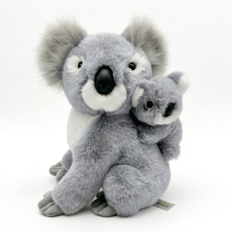 Carry & Hold Koala Plush Toy – Blue Grey Mother and Baby Koala Stuffed Animal (27cm) | Cute Koala Family Gift