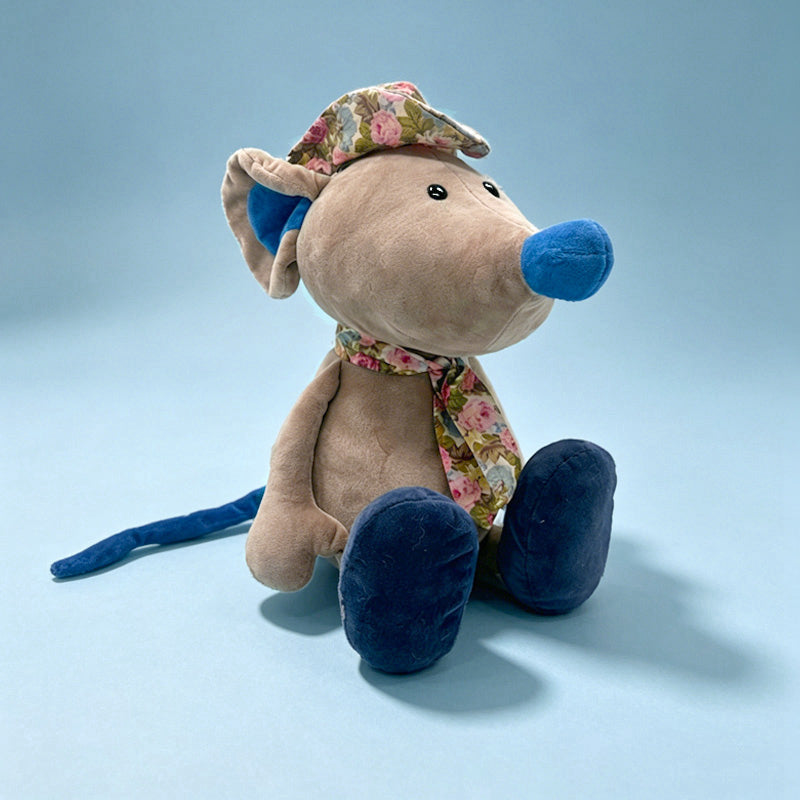 Flora Hat Mouse Plush Toy – Brown Mouse with Floral Hat in 3 Sizes (25cm / 35cm / 50cm) | Cute Stuffed Animal Gift
