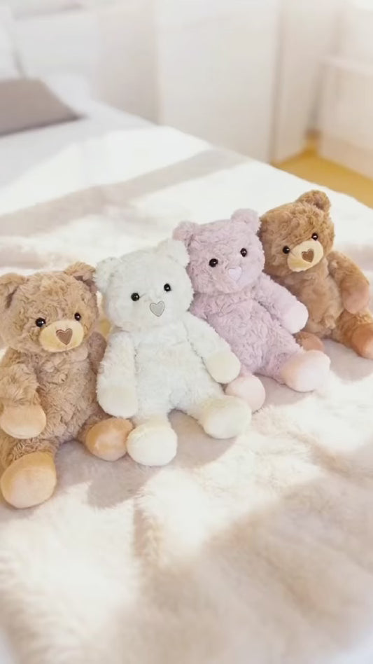 HUG COLOR BEAR Sitting Teddy Bear Plush Toy – 4 Colors Soft Stuffed Bear (25cm, Light Brown / White / Dusty Pink / Dark Brown) | Cute Gift Doll